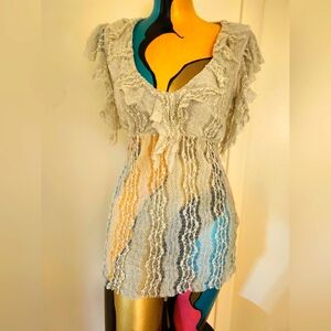 Heart Moon Star Cream Fairy Goth Blouse